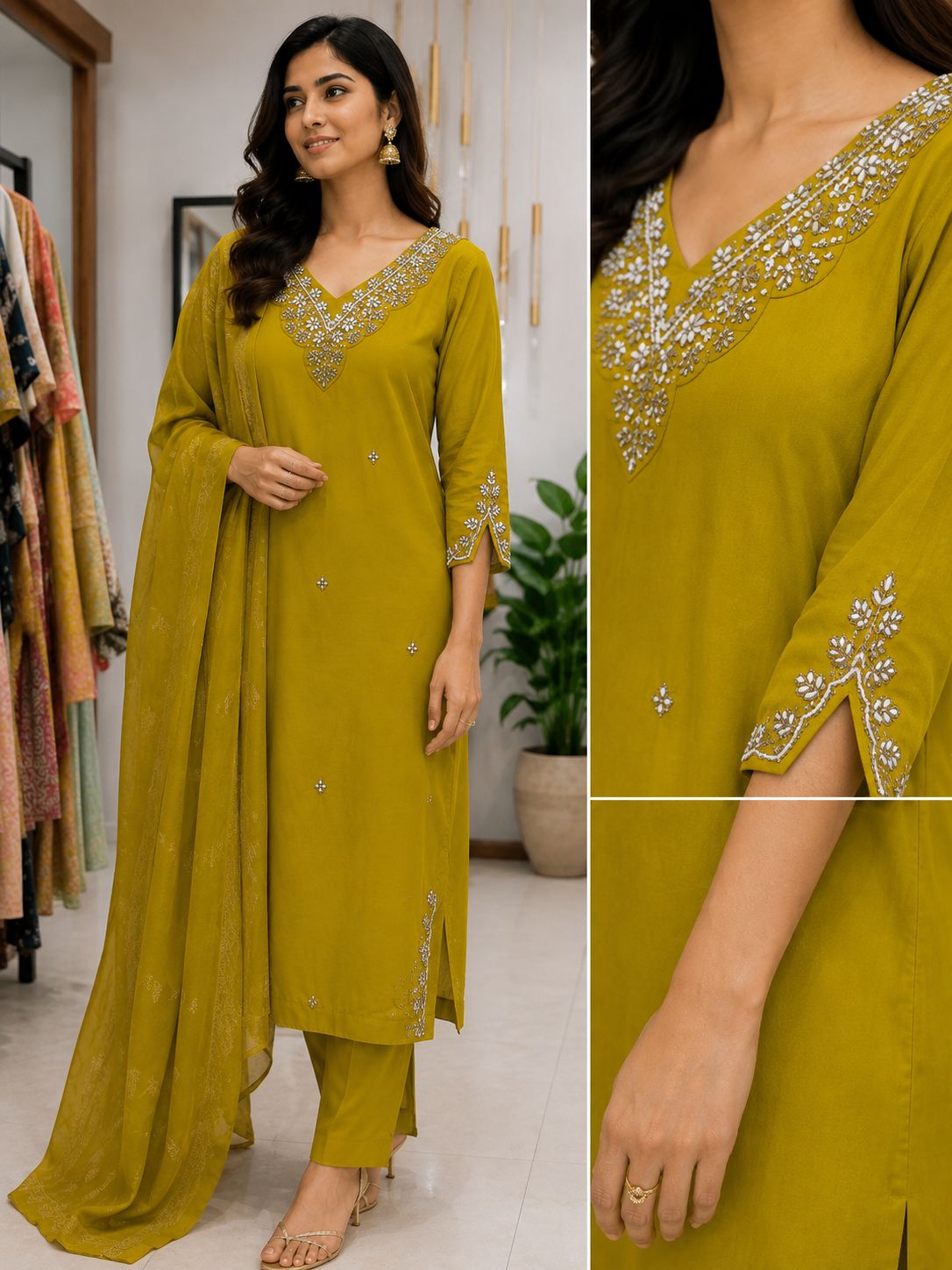 Elegant mustard yellow three-piece set thumbnail